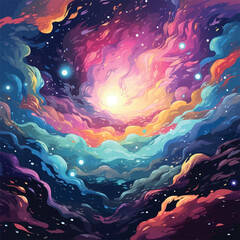 Awesome galaxy somewhere in outer space. Cosmic - obrazy, fototapety, plakaty