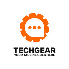technology chat logo template, a gear chat icon