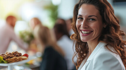 A group of businesspeople convened for an Easter brunch, with a beaming entrepreneur spearheading the celebrations