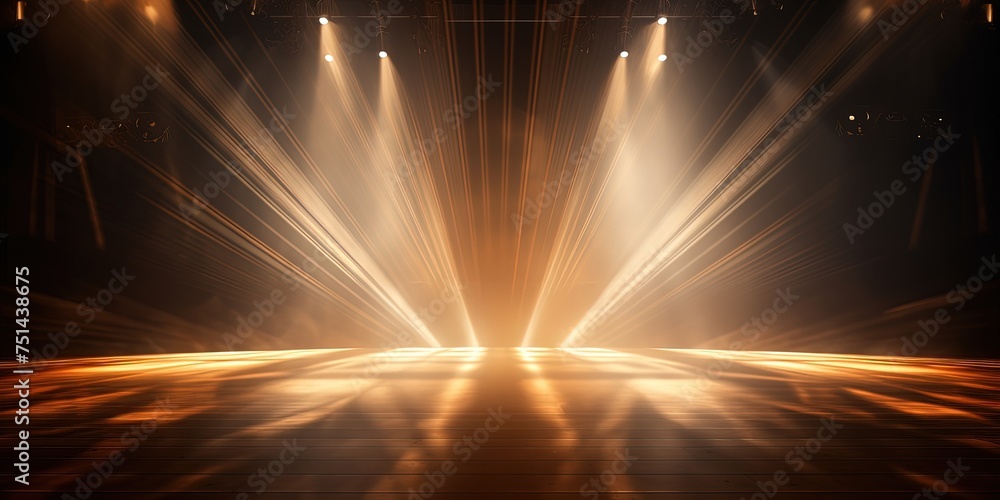 Poster event stage light background with spotlight illuminated stage for performance show. empty stage with