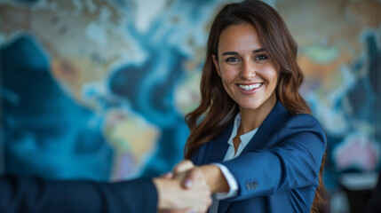 Assured businesswoman working with foreign partners to ensure success on a global scale