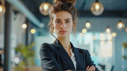 Chic businesswoman adjusting to the ever-changing corporate landscape in a fast-paced workplace