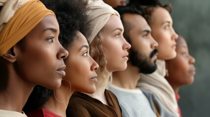 Obraz premium Multiracial Profiles Representing Human Diversity and Unity