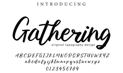 Gathering Font Stylish brush painted an uppercase vector letters, alphabet, typeface