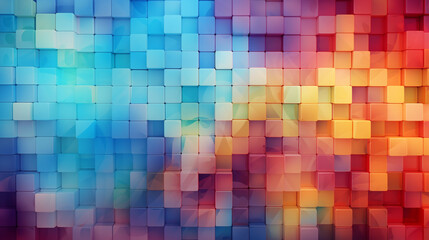 Abstract colorful pixelated square tile background. Multi-color 3D square block pattern website banner. High-quality matt finish. Generative AI