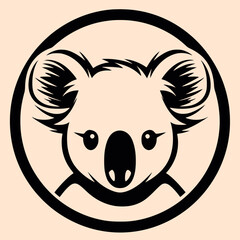 Black and White Koala Outline Silhouette Ornament Vector Art for Logo and Icon, Sketch, Tattoo, Clip Art