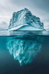 A giant iceberg on the sea, with most part of it underneath the sea