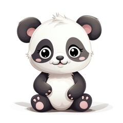 Cute cartoon 3d character panda bear on white background