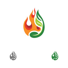 Premium, Modern, Simple, Serious, Orange, Red, And Green Colored Fire And Seed Environmental and Industry Logo With White Background
