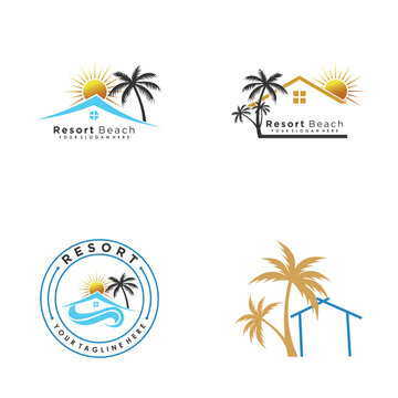 Resort logo design icon set