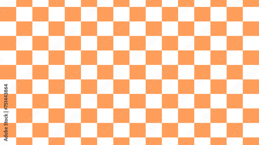Poster soft orange checkered texture, a warm, inviting checkered pattern with soft orange and white squares