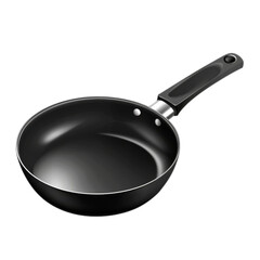 New Black Non-Stick Frying Pan, Transparent Background, Cut Out