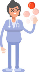 Female Doctor Character Playing Ball
