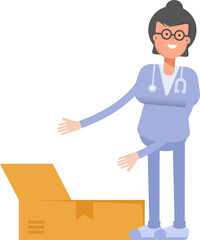 Female Doctor Character Opening Box
