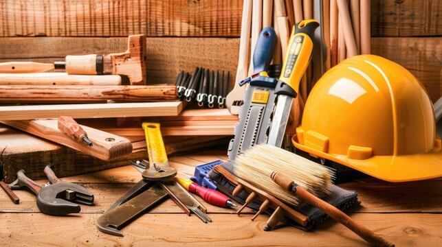carpenter contractor image style for project collection page on a website, something like this tools and stuff  