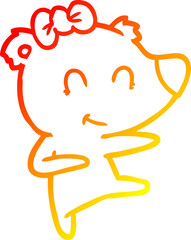 warm gradient line drawing female bear cartoon