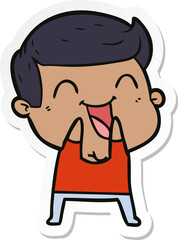 sticker of a cartoon man laughing