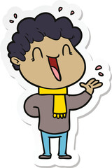 sticker of a cartoon happy man