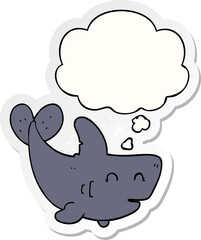cartoon shark and thought bubble as a printed sticker