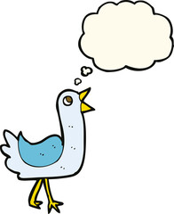 cartoon bird with thought bubble