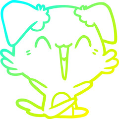 cold gradient line drawing happy little dog cartoon