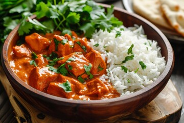 Bowl of rice and chicken curry