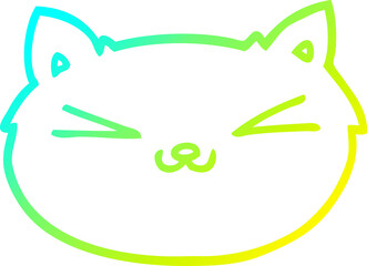 cold gradient line drawing happy cartoon cat