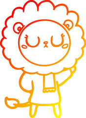 warm gradient line drawing cartoon lion