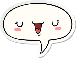 cute happy face cartoon and speech bubble sticker