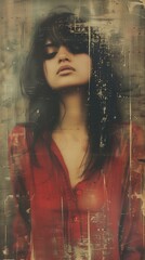 Woman with Textured Grunge Overlay
