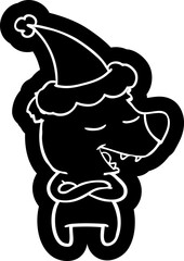 cartoon icon of a bear wearing santa hat