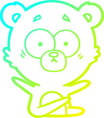 cold gradient line drawing surprised bear cartoon
