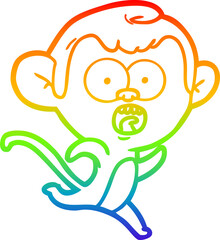 Obraz premium rainbow gradient line drawing cartoon shocked monkey