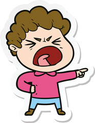 sticker of a cartoon furious man