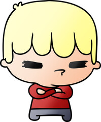 gradient cartoon of a kawaii cute cross boy