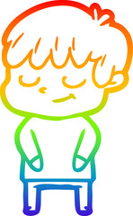 rainbow gradient line drawing cartoon happy boy