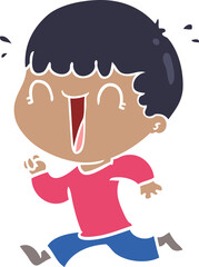 laughing flat color style cartoon man