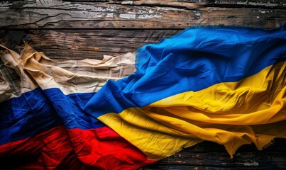 Flags of Russia and Ukraine side by side, symbolizing the relationship between the two neighboring countries