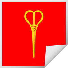 quirky square peeling sticker cartoon scissors