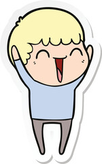sticker of a cartoon happy man