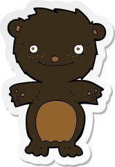 sticker of a cartoon happy little black bear