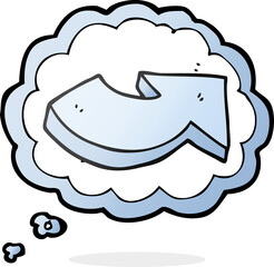 thought bubble cartoon pointing arrow