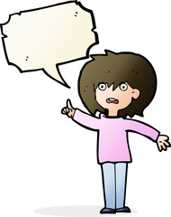 cartoon woman asking question with speech bubble