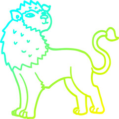 cold gradient line drawing cartoon lion
