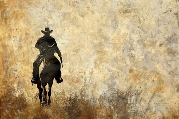 A cowboy riding a horse in a field