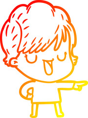 warm gradient line drawing cartoon woman talking