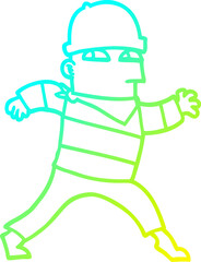 cold gradient line drawing cartoon thief