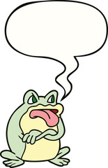 grumpy cartoon frog and speech bubble
