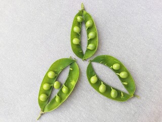 peas on a white background