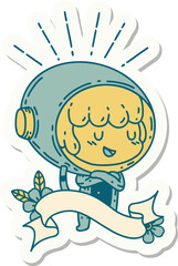 sticker of tattoo style woman in astronaut suit